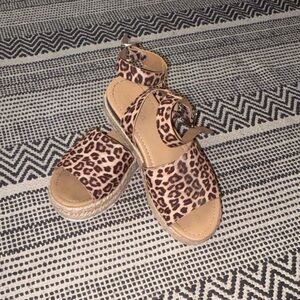 Leopard Print Sandals with Ankle Strap